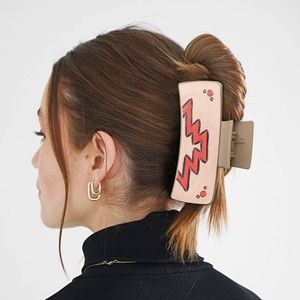 Western Faux Leather Red Southwestern Design Printed Hair Claw Rodeo Gift